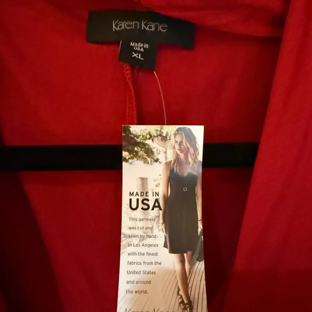 Karen Kane Red Ruched Wrap Dress 3/4 Sleeve - Picture 2 of 7